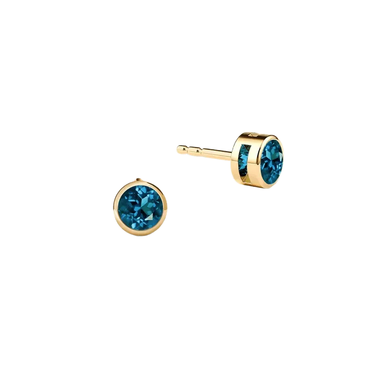 Barrington Atlantic Blue Topaz Stud Earrings in 14k Gold (December)