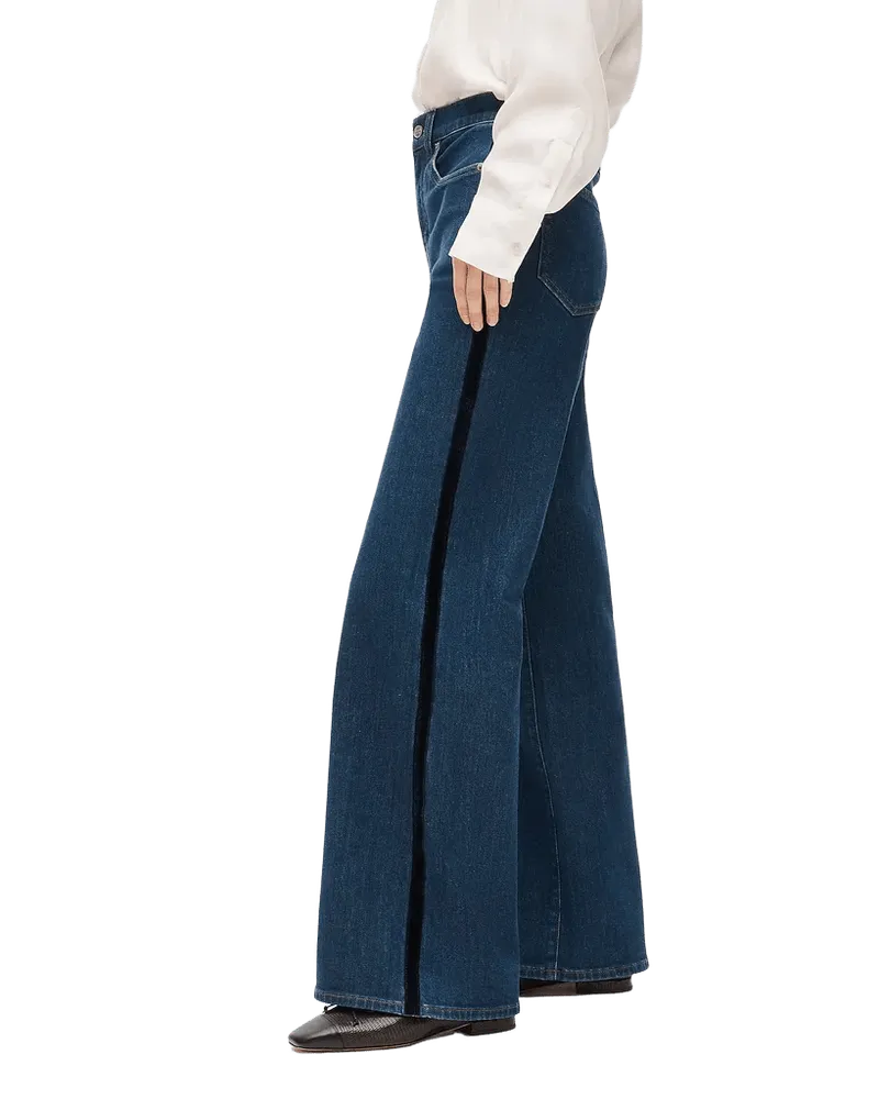 Denim trouser jean with corduroy stripe