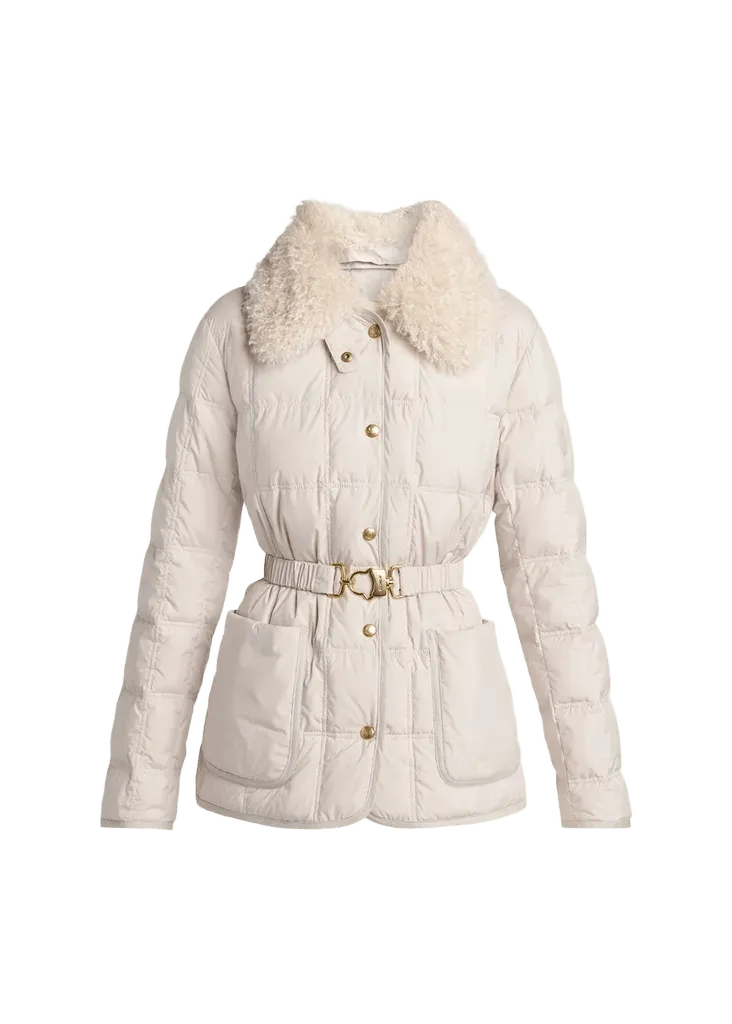 Moncler Cygnes Belted Short Down Jacket