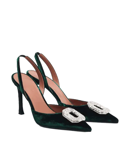 Camelia embellished velvet slingback pumps