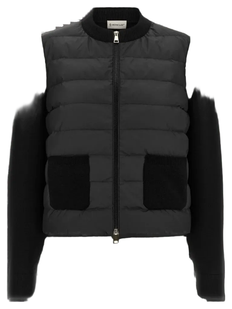 Moncler Quilted Hybrid Down Jacket — Black