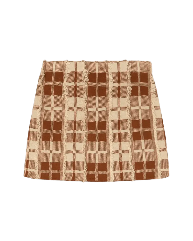 Plaid Mini Skirt - Burnt Sienna/Sandstone