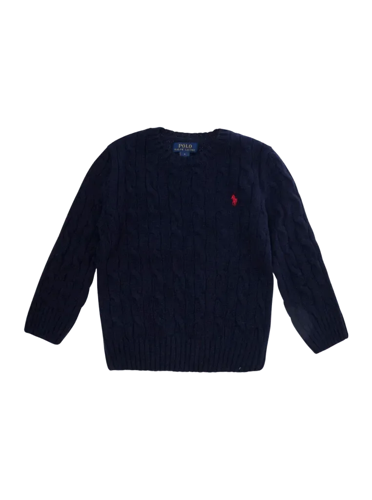 Polo Ralph Lauren Wool-Cashmere Cable Knit Sweater — Navy