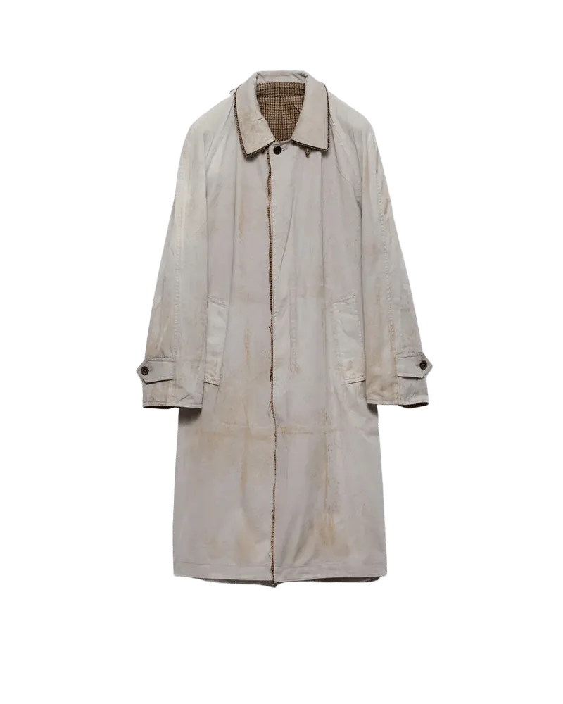 Single-breasted antiqued twill and houndstooth check coat