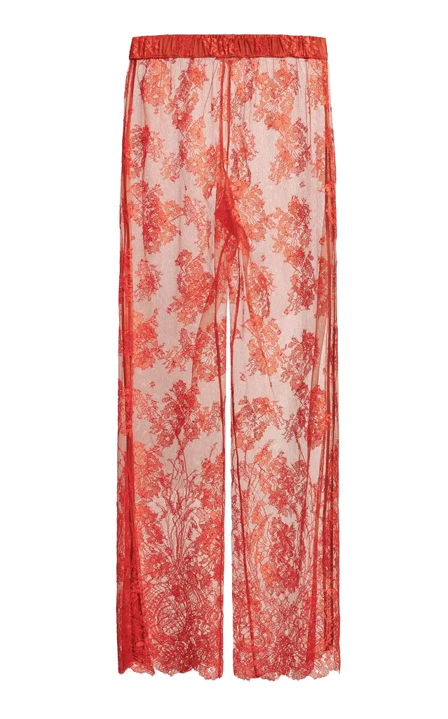 Catherine Cotton-Blend Leavers Lace Pajama Pants