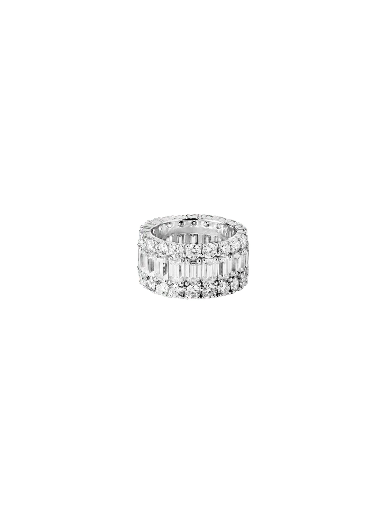 MAXIME THREE-ROW RING IN MOISSANITE, STERLING SILVER