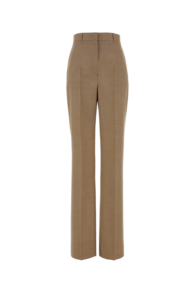 Mm Studio Virgin Wool Trousers — Beige