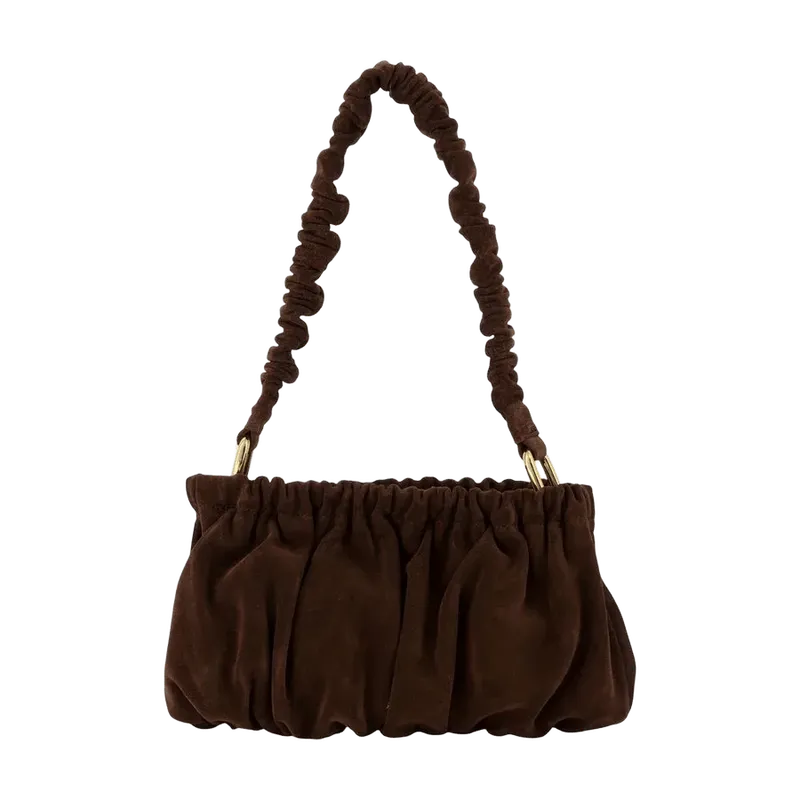 Marni Gathered Calfskin Shoulder Bag — Brown