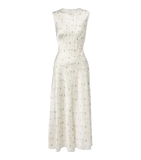 Adelana floral silk midi dress