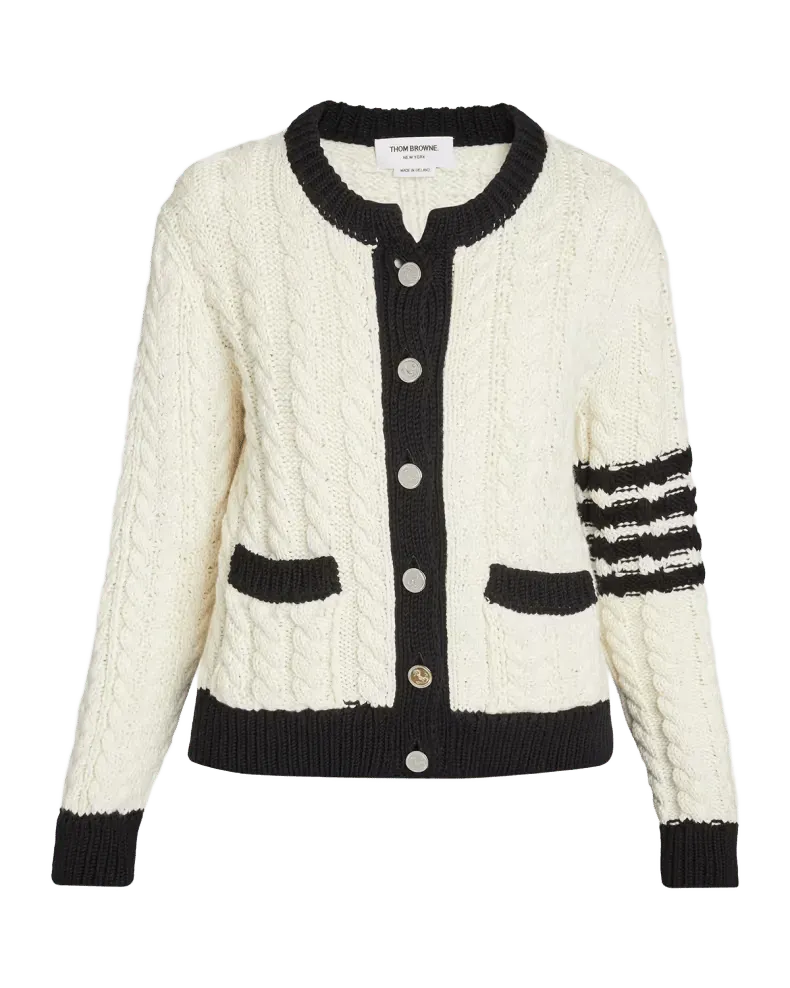 Aran Cable-Knit Wool Cardigan