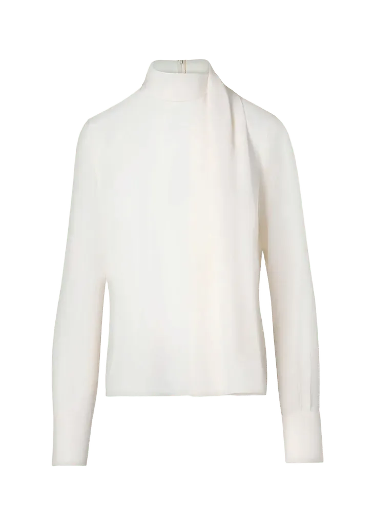 Akris punto Long-Sleeve Silk Scarf Blouse