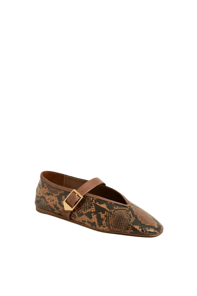 Pecan Brown Vick Buckle Flats