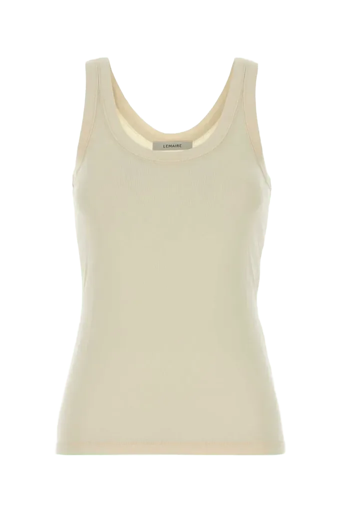 Lemaire Ribbed Cotton Tank Top — Beige