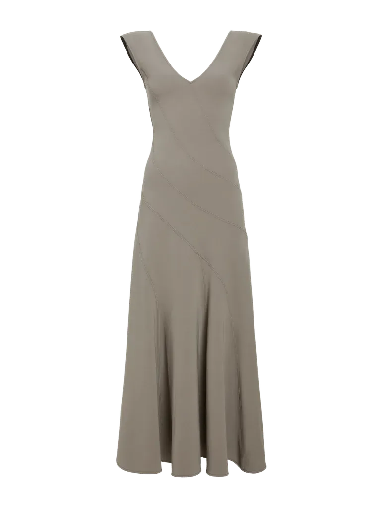 Romana Dress in Matte Double Crepe - Wood