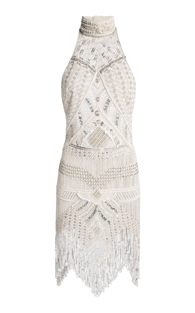 Beaded Halter Top Mini Dress