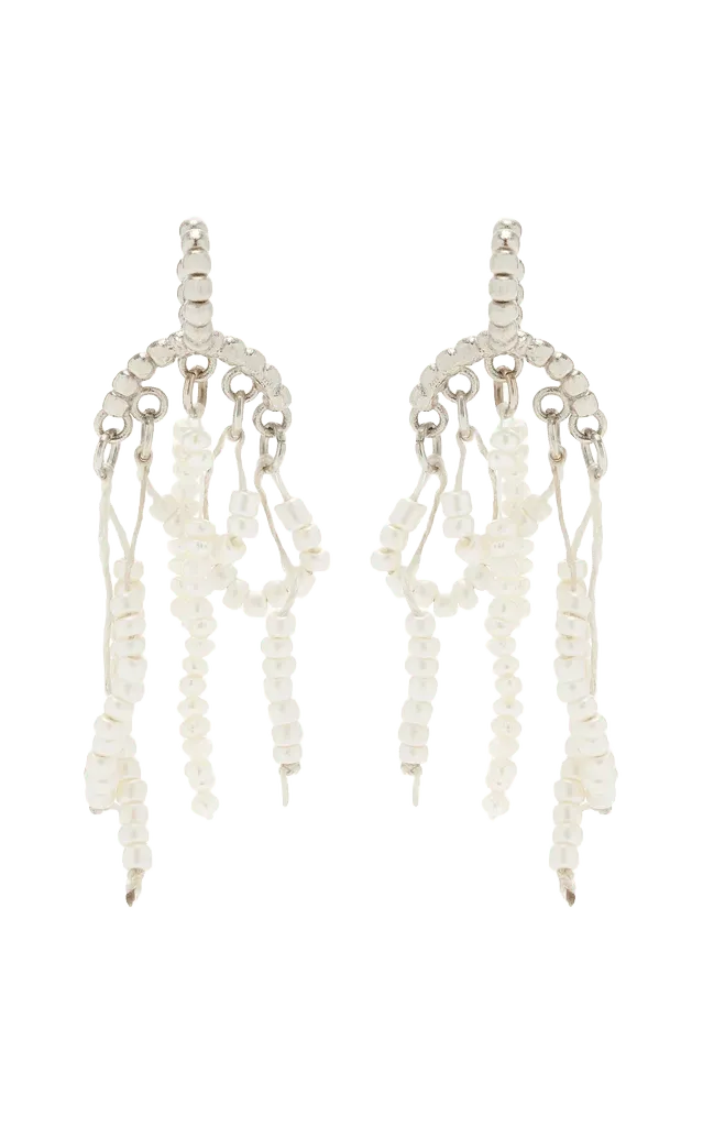 Short Tassel Brass Glass Earrings