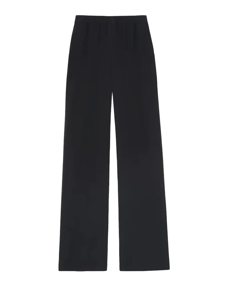 Organic Silk Crepe Straight-Leg Pull-On Pants