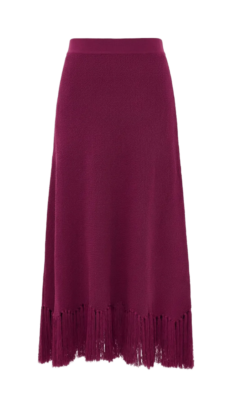 Fringe Detailed Midi Skirt