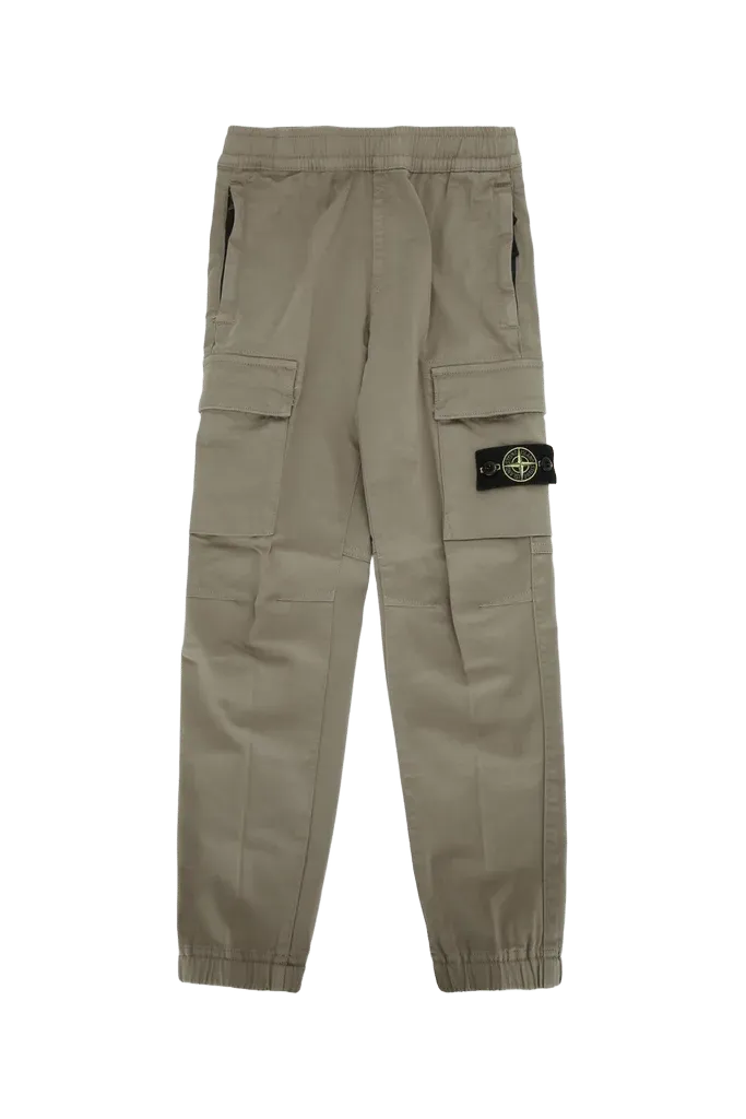 Stone Island Kids Multi-Pocket Cotton Cargo Pants — Beige