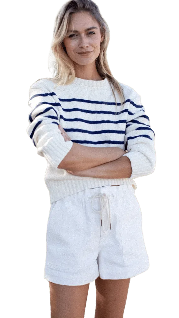 Lake Sweater - Ivory/Navy Stripe