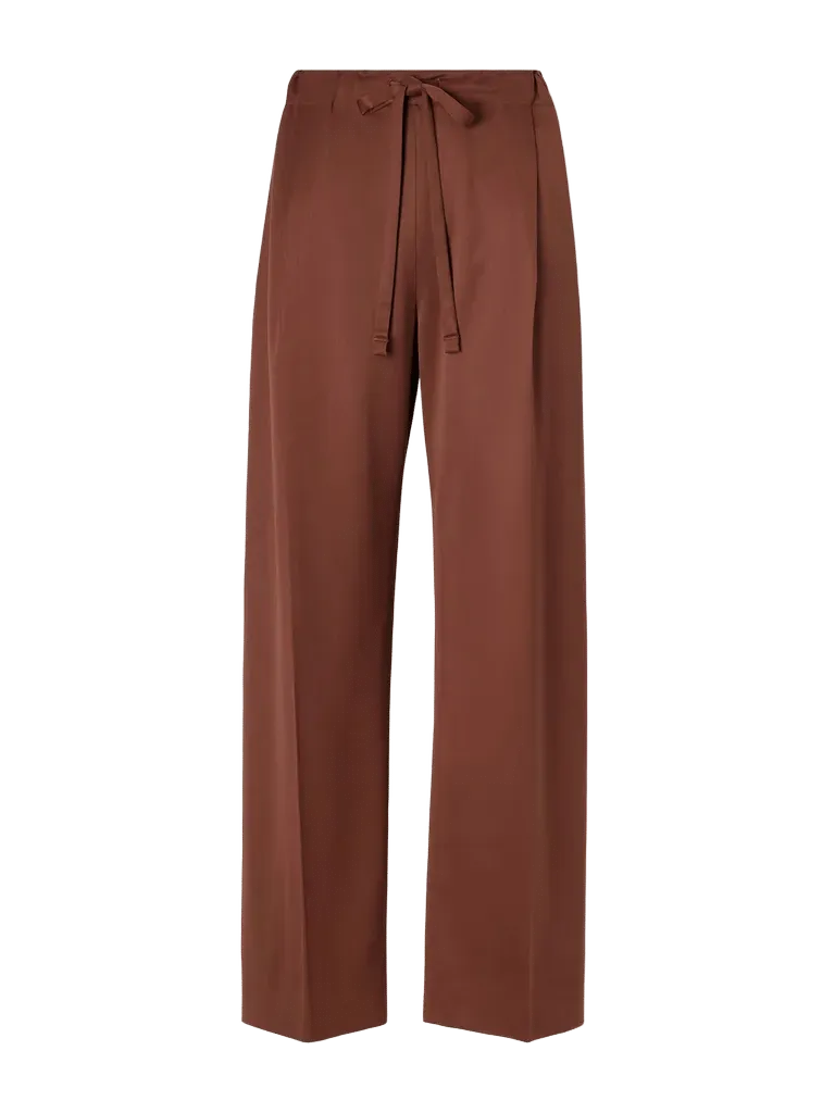 Pleated wool-blend straight-leg pants