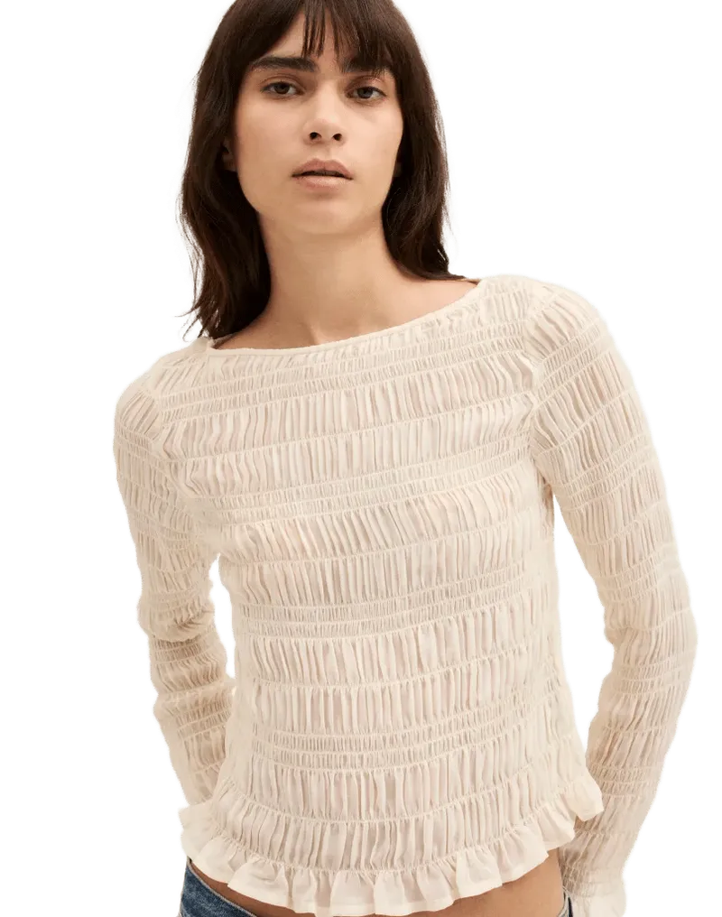 Smocked Boatneck Top