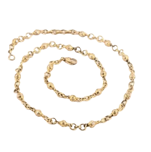 Burnished Diamond and Gold Bead Chain