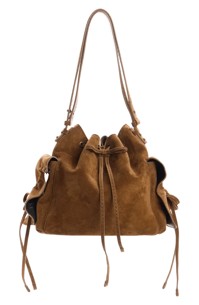 Multipocket Suede Bucket Bag