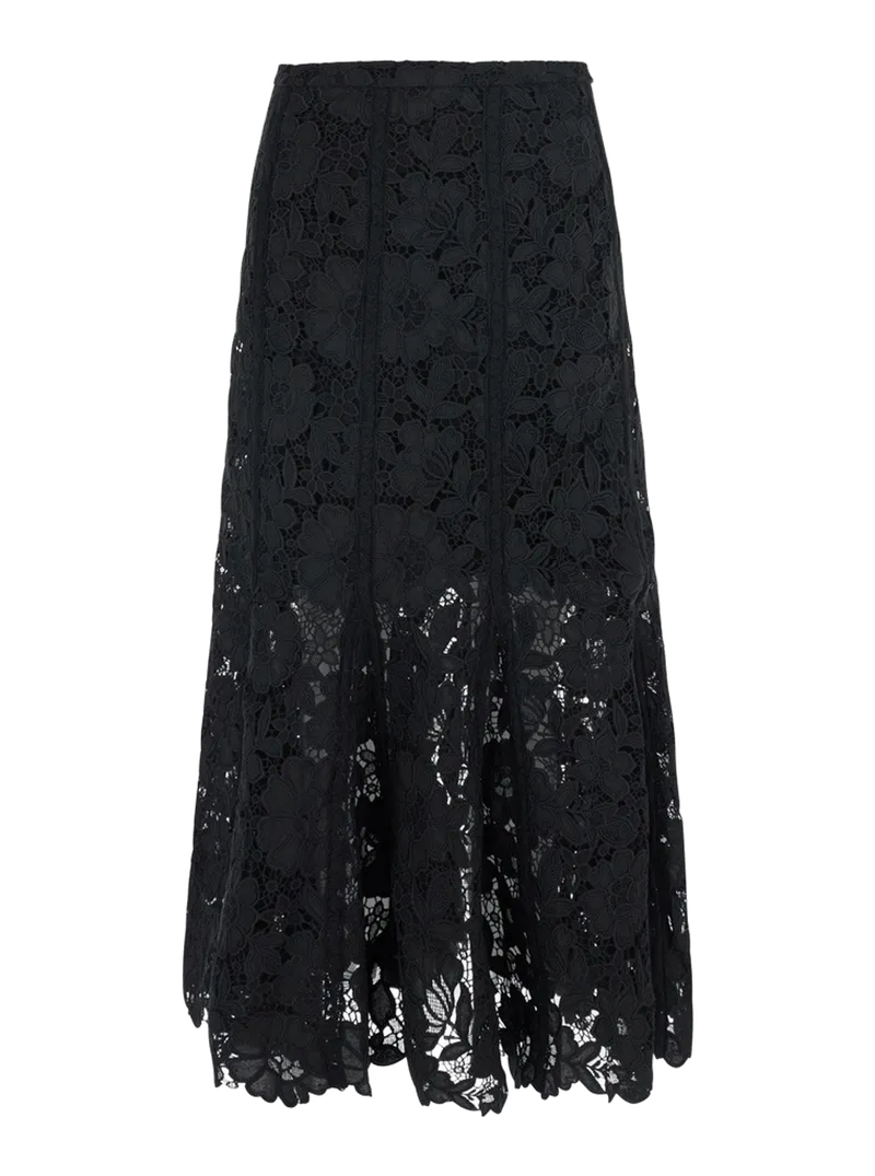Self-Portrait Lace Skirt — Black