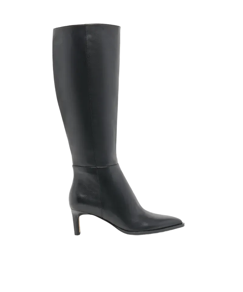 Alima Wide Calf Boots Black Leather