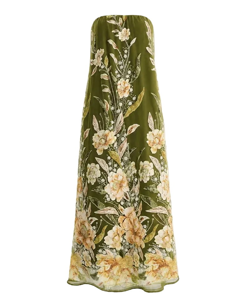 Margot Beaded Floral Applique Maxi Dress