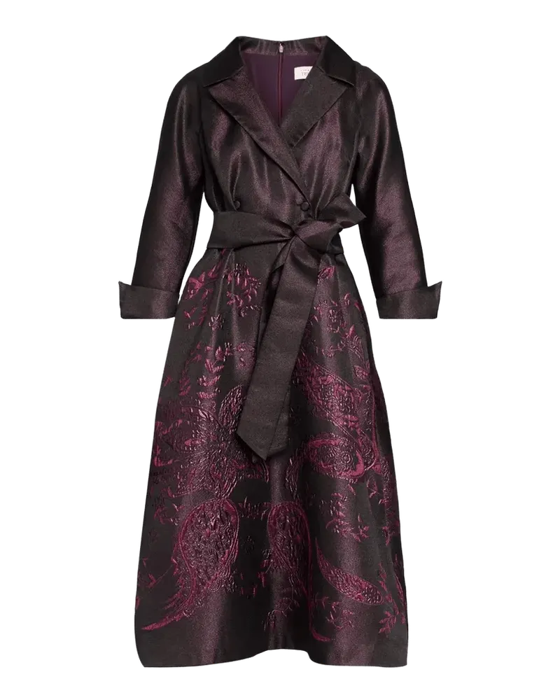 Paisley Jacquard Tie-Waist Midi Dress