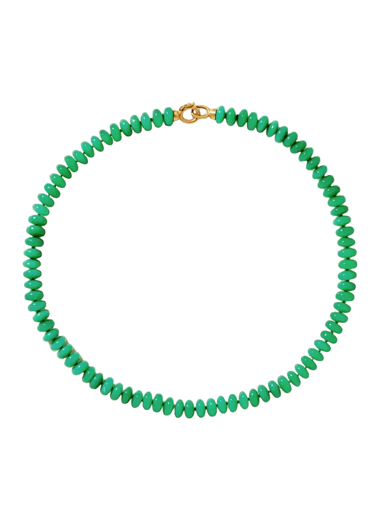 Candy 18-karat gold chrysoprase beaded necklace