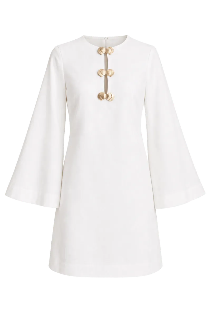 Ivory Linen Shell Hardware Etta Mini Caftan