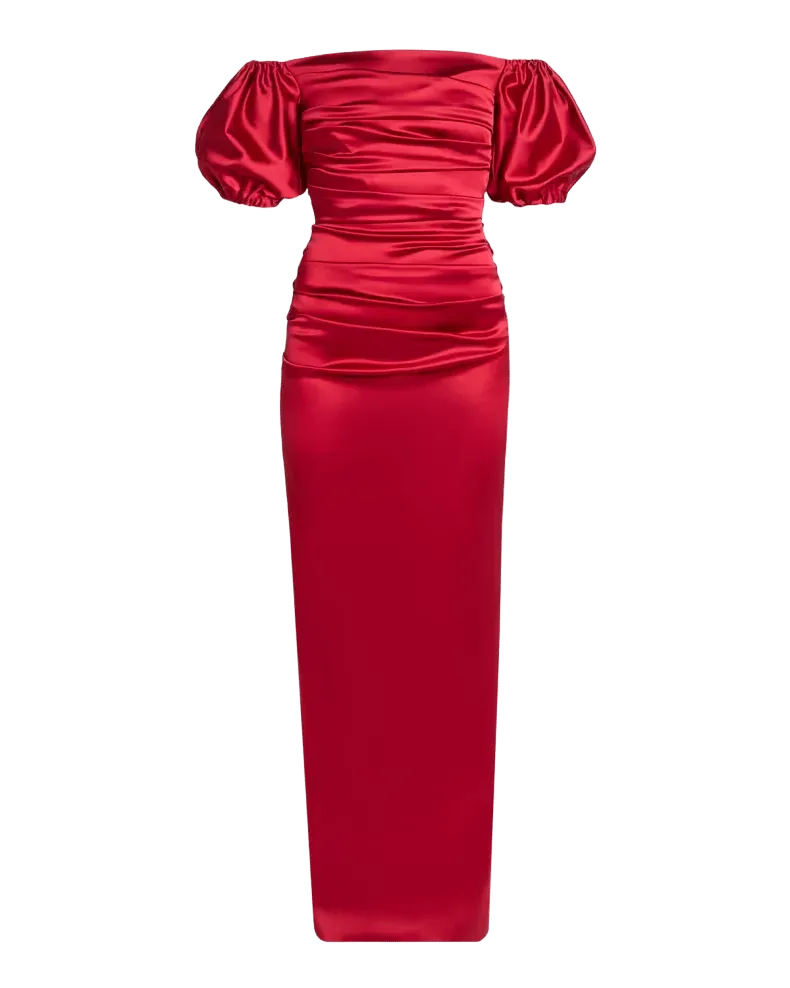 Off-The-Shoulder Stretch Satin Duchesse Column Gown