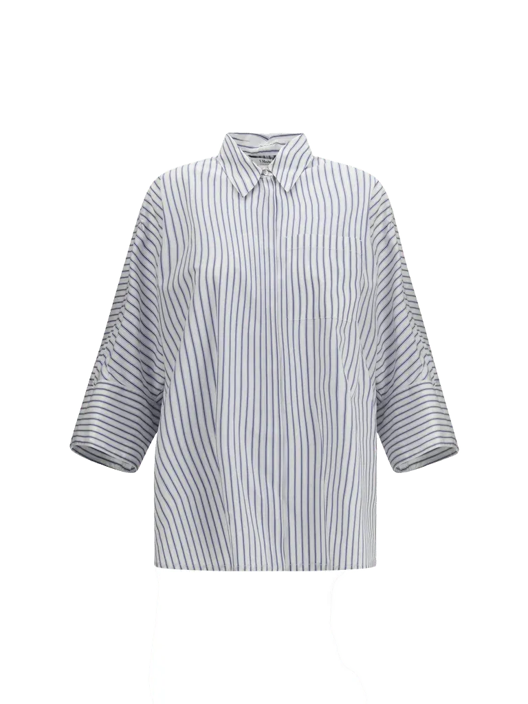 'S Maxmara Striped Cotton Shirt — Blue