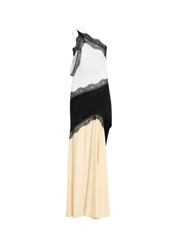 Keira Split Lace One-Shoulder Cutaway Dress