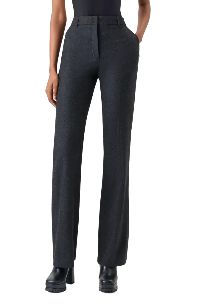 Marilyn High Waist Wool & Silk Flannel Pants