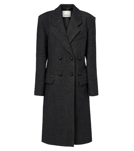 Erla double-breasted wool and cotton coat