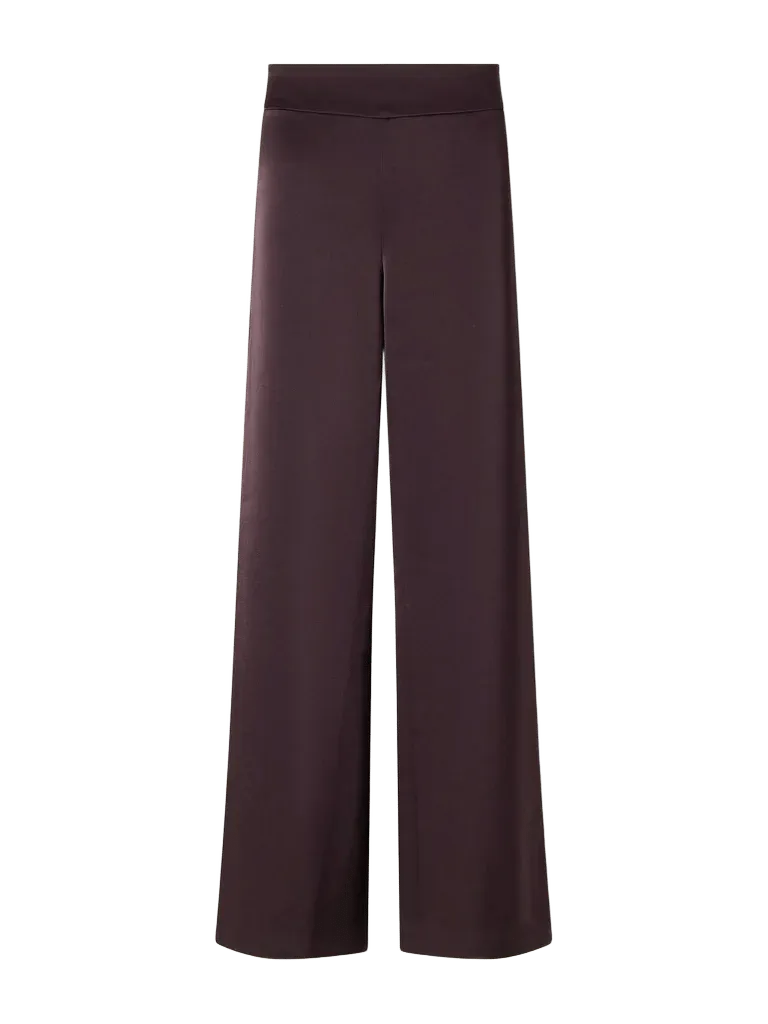 Dark Petals satin wide-leg pants