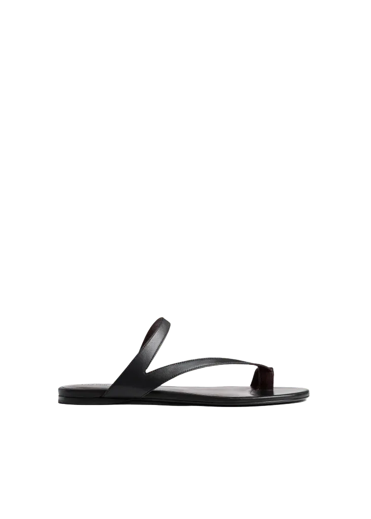 Aimee Flat Sandal in Black Leather