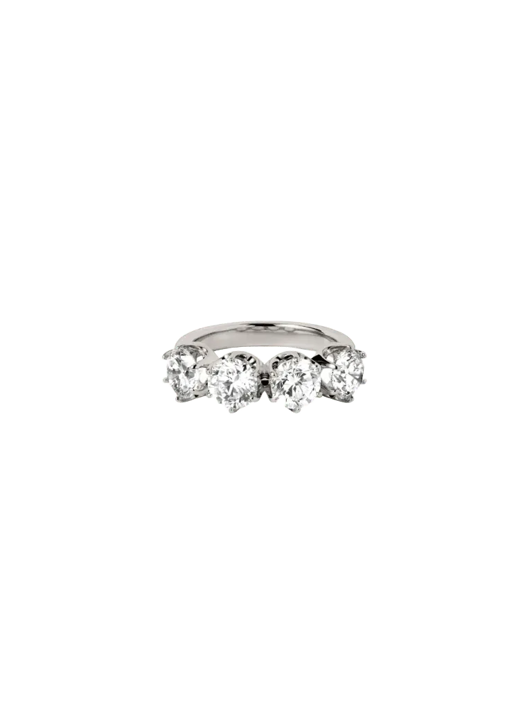 14K IRIS 4-STONE PINKY RING IN LAB DIAMOND, 14K WHITE GOLD