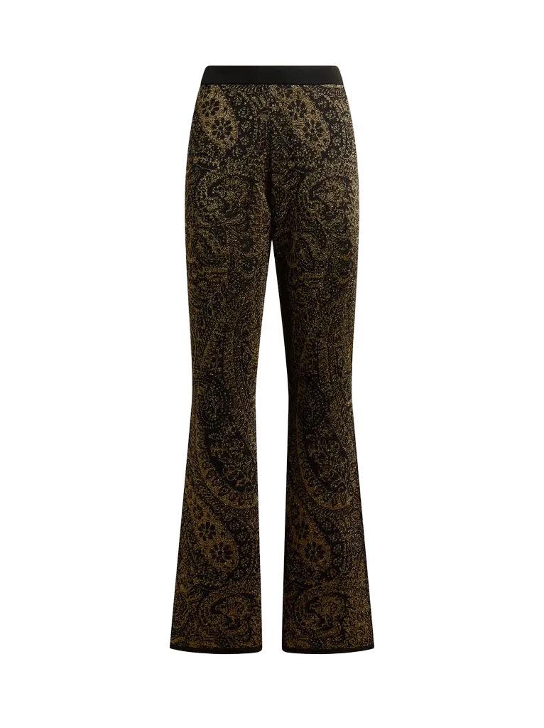 FLARED TROUSERS IN WOOL-BLEND JACQUARD WITH METALLIC PAISLEY MOTIF