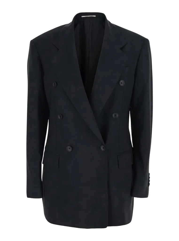 Tagliatore Double-Breasted Virgin Wool Blazer — Black
