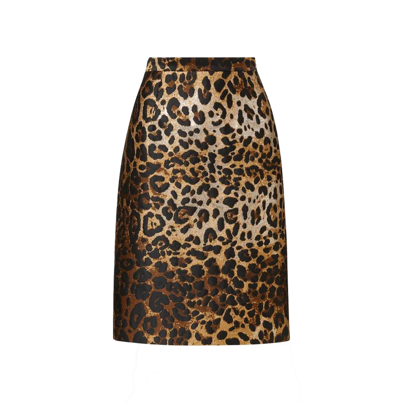 margaret skirt in metallic leopard jacquard - preorder