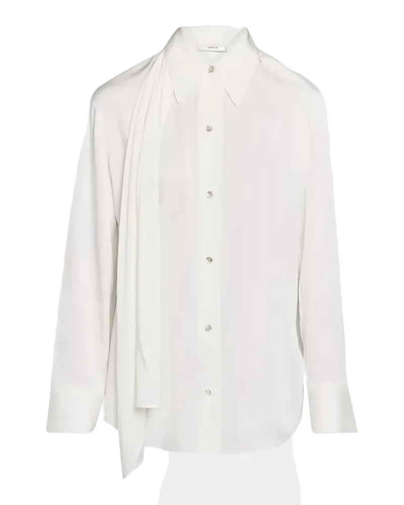 Draped Scarf Silk-Blend Shirt