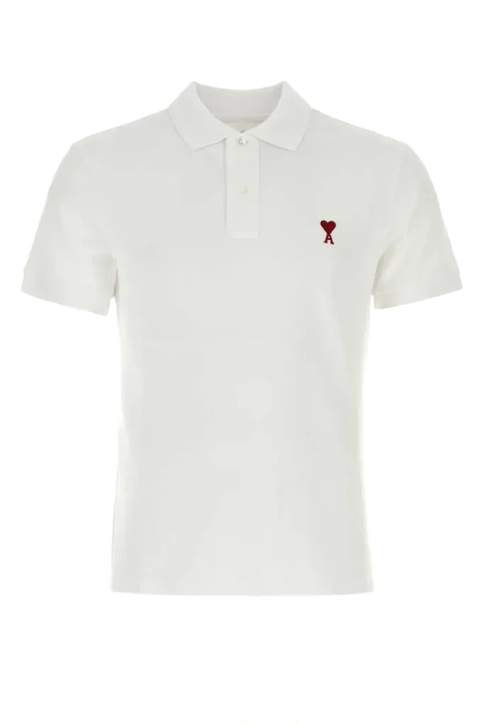 AMI Paris Cotton Piquet Polo Shirt — White