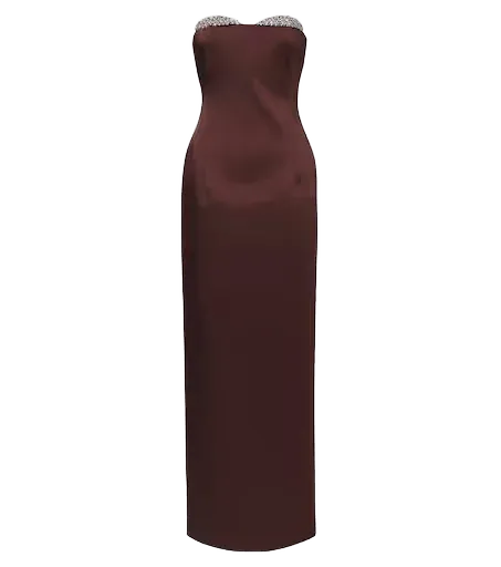 Embellished satin bustier gown