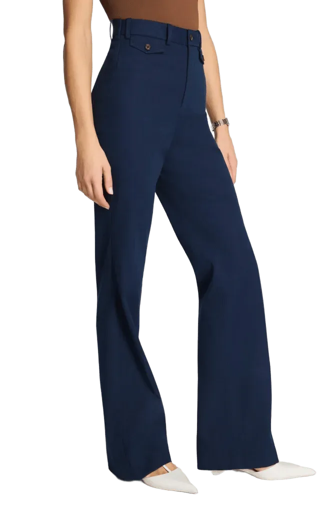 Button Pocket High Waist Flare Leg Pants