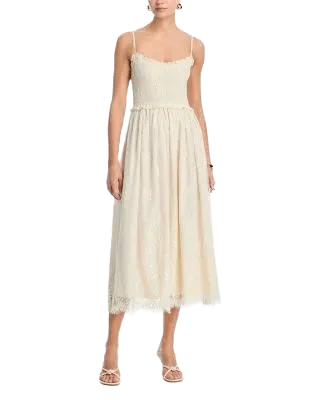 Lace Smocked Midi Dress - Exclusive
